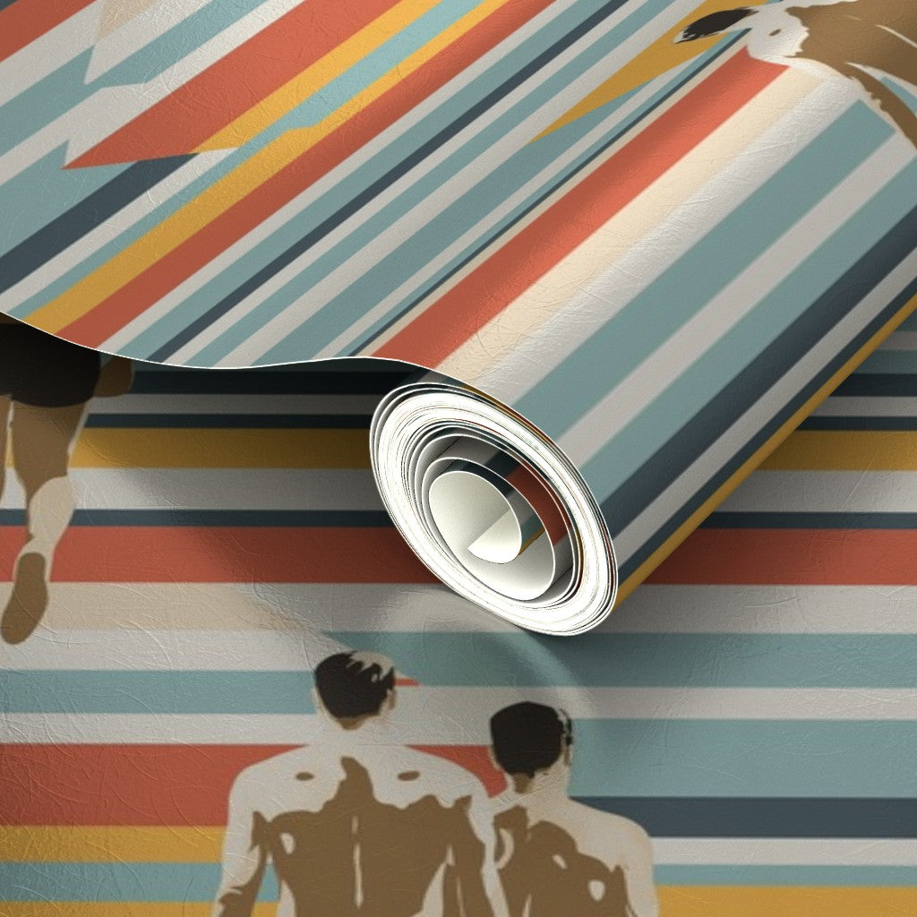 Detailed view of the pearlescent sheen on the Strada del Sole metallic wallcovering.