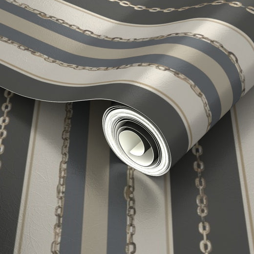 Luminous metallic finish variation of the Rope and Chain Restraint wallpaper highlighting reflective highlights