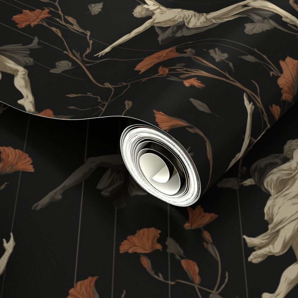 Fairy wallpaper design with a shimmering metallic finish capturing natural light.