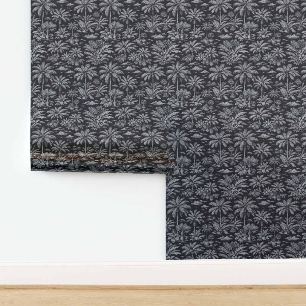 Black metallic Palmy Weather wallpaper highlighting its pearlescent luster.