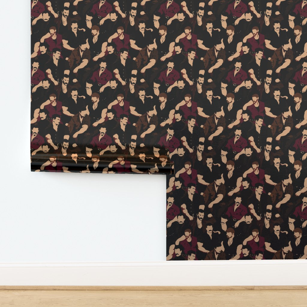 Metallic finish option for Mustache Men wallpaper