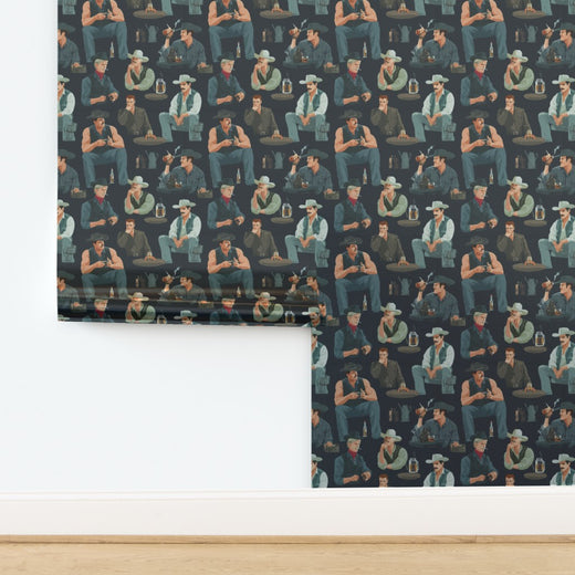 Shimmering metallic finish detail on the Dusty Trail Reverie custom wallpaper.