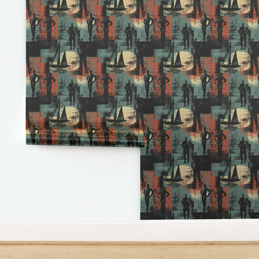 The metallic pearlescent wallpaper roll option, showing its light-reflective surface.