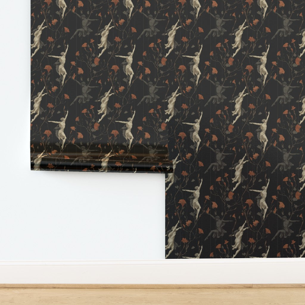 Luminous metallic wallpaper roll showcasing a soft pearlescent finish.