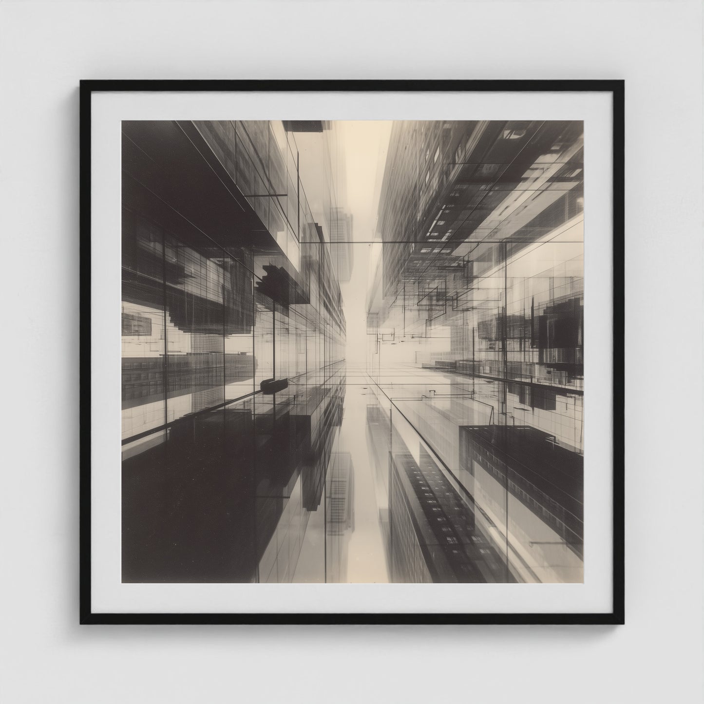 Midtown Grid 36x36 Black Square Box Frame