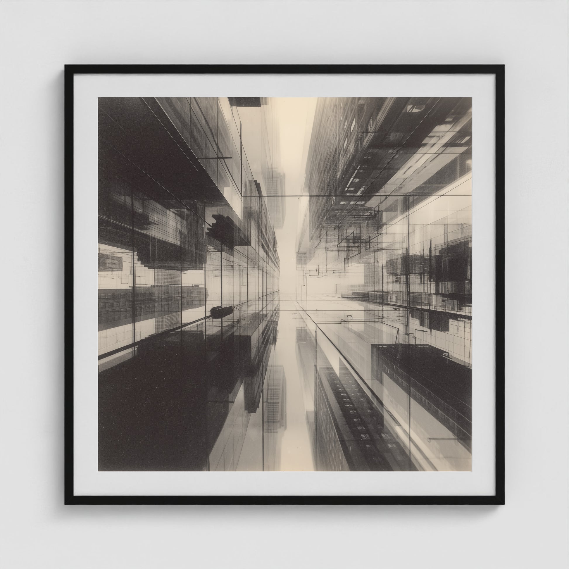 Midtown Grid 36x36 Black Square Box Frame