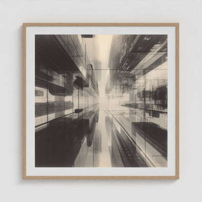 Midtown Grid 36x36 Natural Square Box Frame