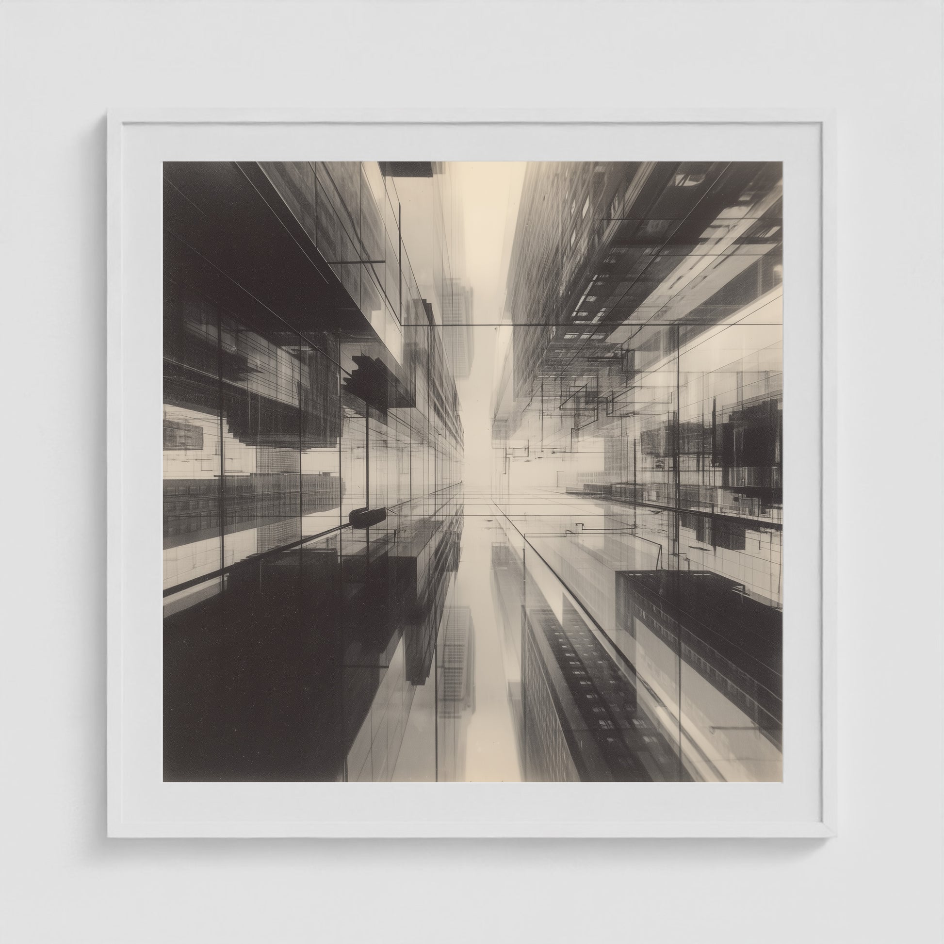 Midtown Grid 36x36 White Square Box Frame
