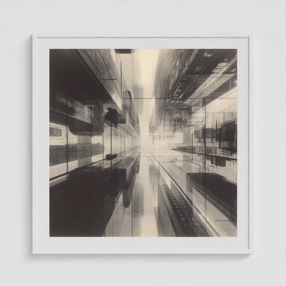 Midtown Grid 36x36 White Square Box Frame