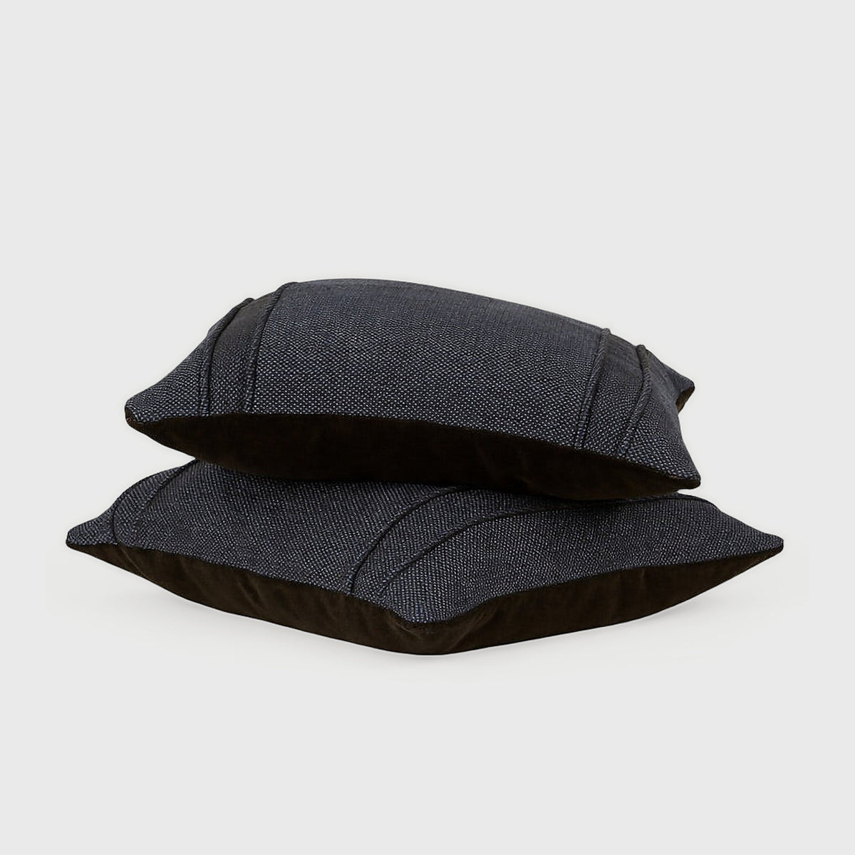 Product shot of Charcoal Tweed and Velvet Pillows Pair – Masculine Fine Art | Provenance & Patina