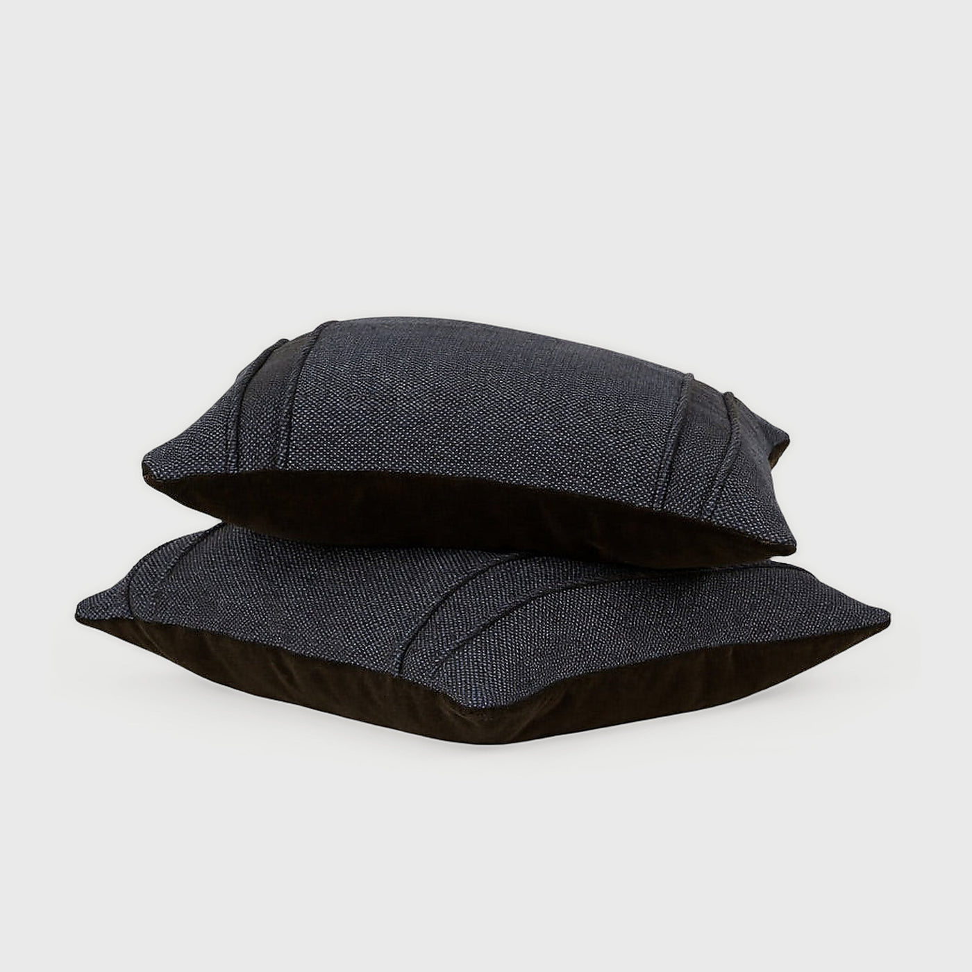Product shot of Charcoal Tweed and Velvet Pillows Pair – Masculine Fine Art | Provenance & Patina