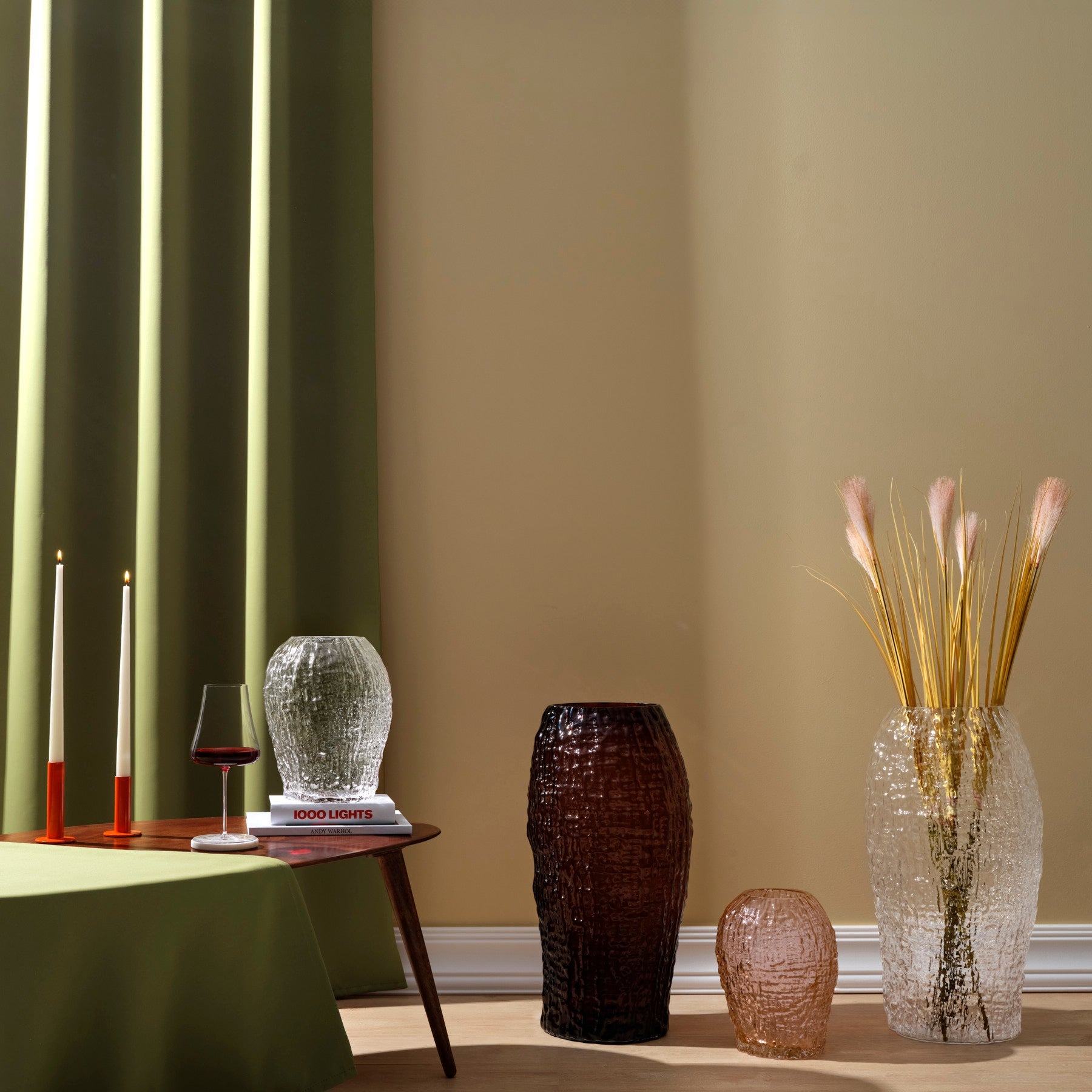 Close-up of the organic, fluid texture on the NUDE Glass Molten vase.