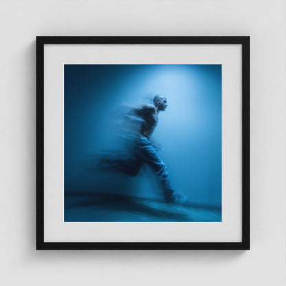 Motion in Blue - No. 1 20x20 Black Square Box Frame