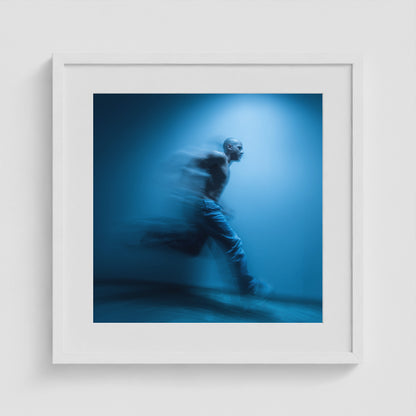 Motion in Blue - No. 1 20x20 White Square Box Frame