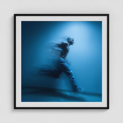 Motion in Blue - No. 1 36x36 Black Square Box Frame