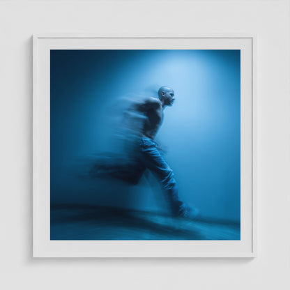 Motion in Blue - No. 1 36x36 White Square Box Frame