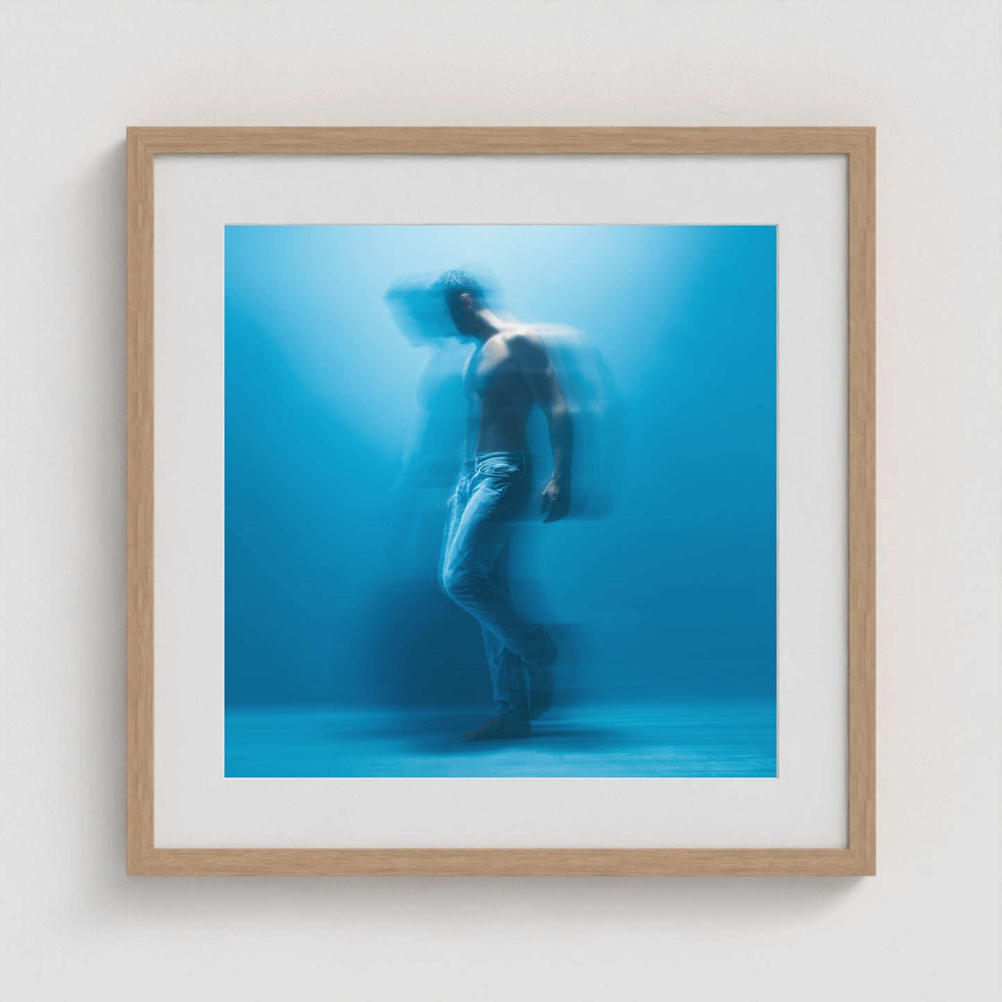 Motion in Blue - No. 2 20x20 Natural Square Box Frame
