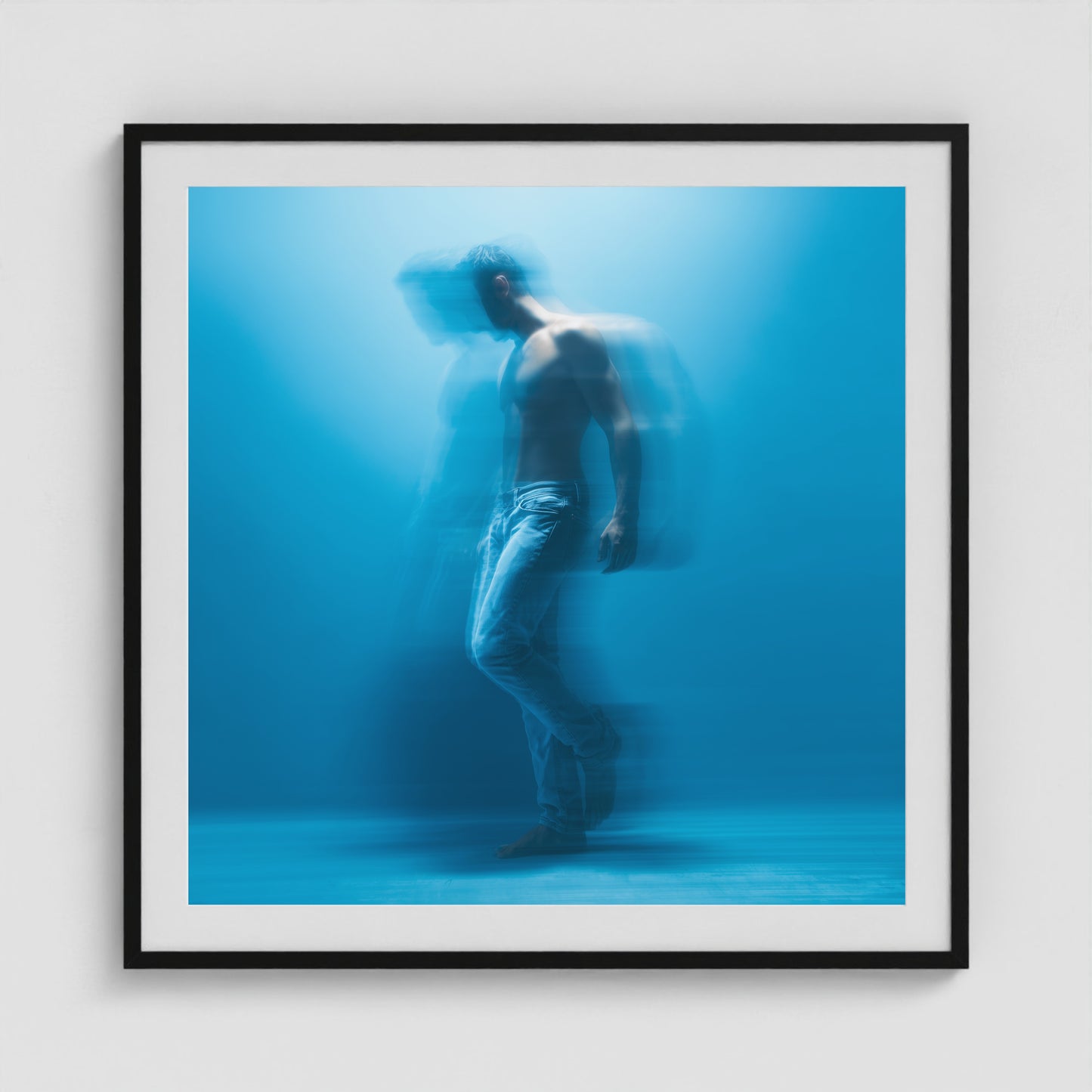 Motion in Blue - No. 2 36x36 Black Square Box Frame