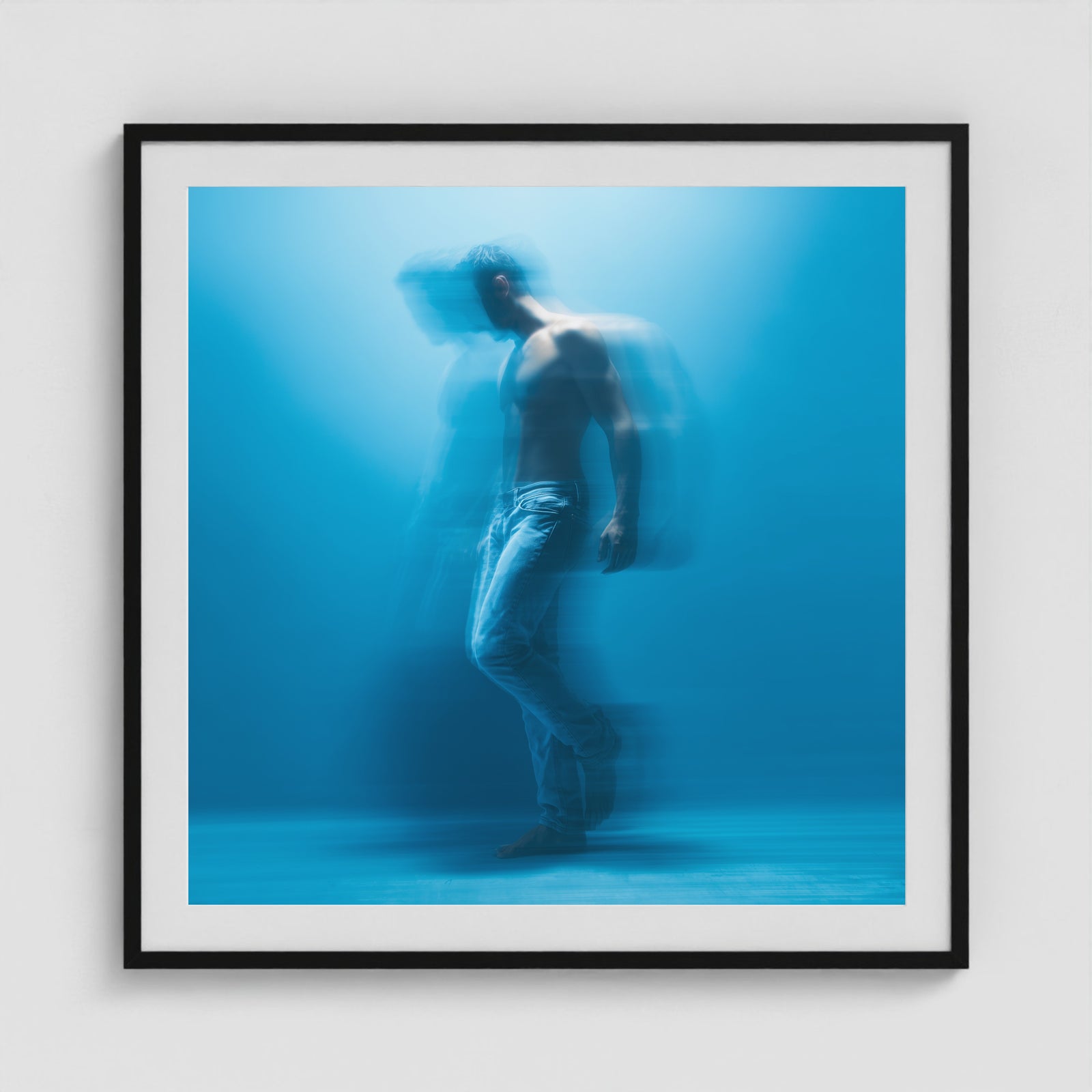 Motion in Blue - No. 2 36x36 Black Square Box Frame