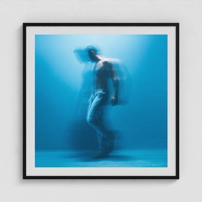 Motion in Blue - No. 2 36x36 Black Square Box Frame