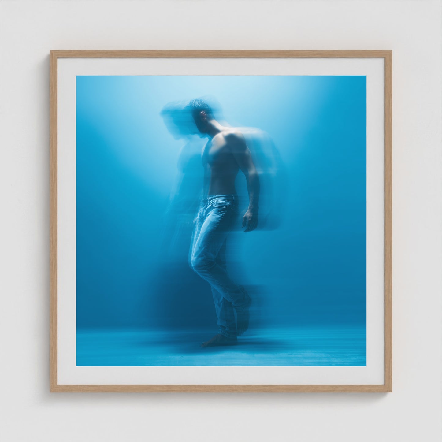 Motion in Blue - No. 2 36x36 Natural Square Box Frame