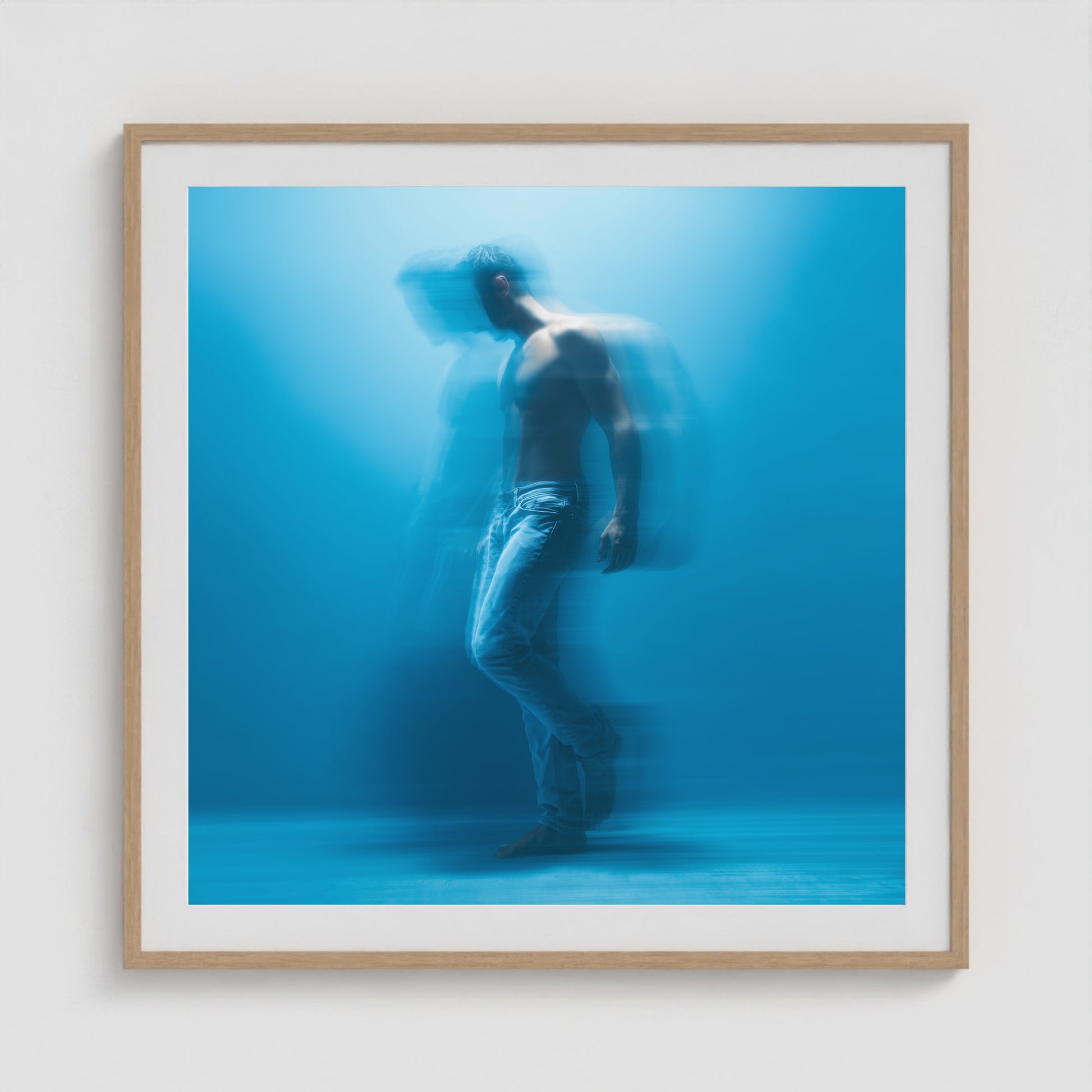 Motion in Blue - No. 2 36x36 Natural Square Box Frame
