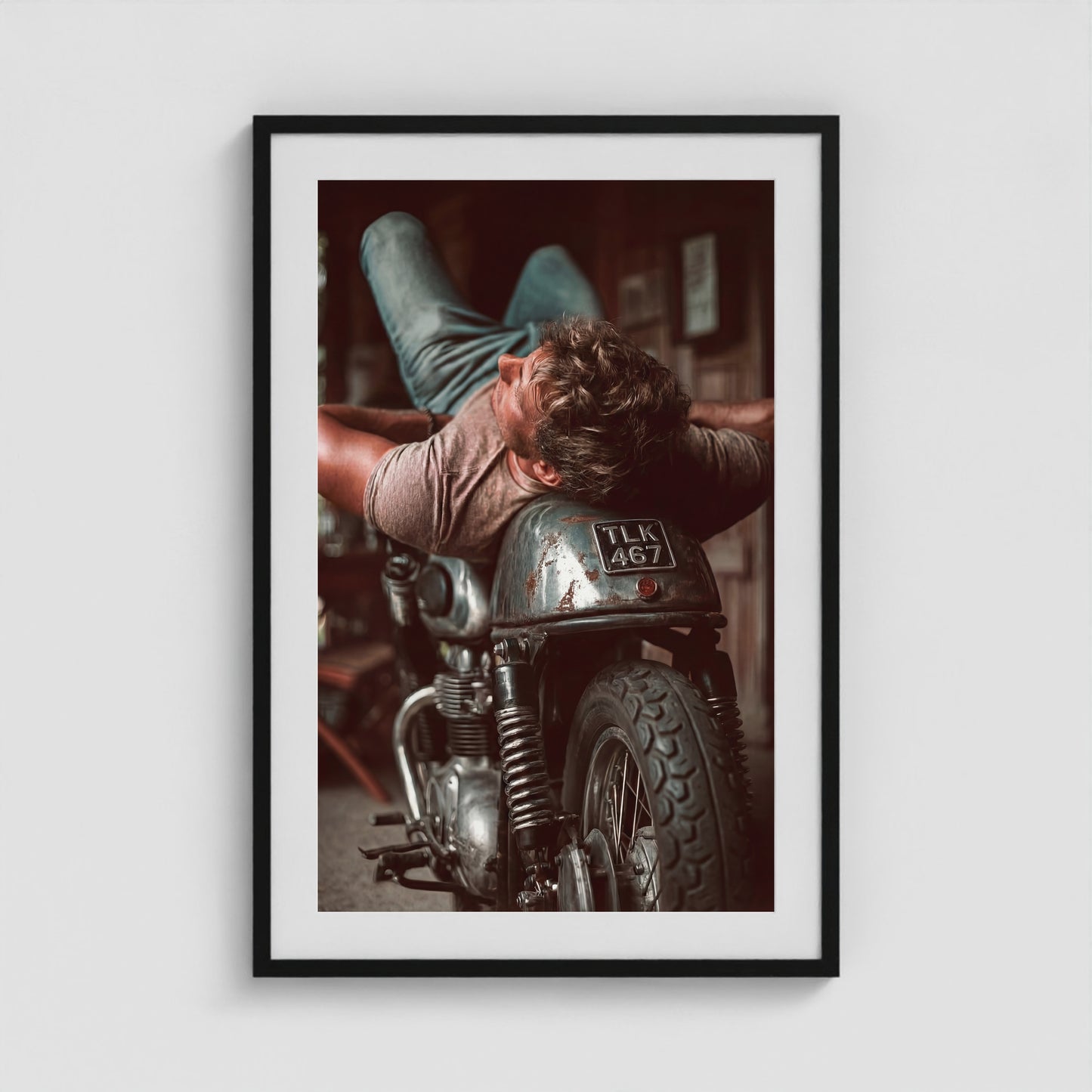 Motorbike 24x36 Black Portrait Box Frame