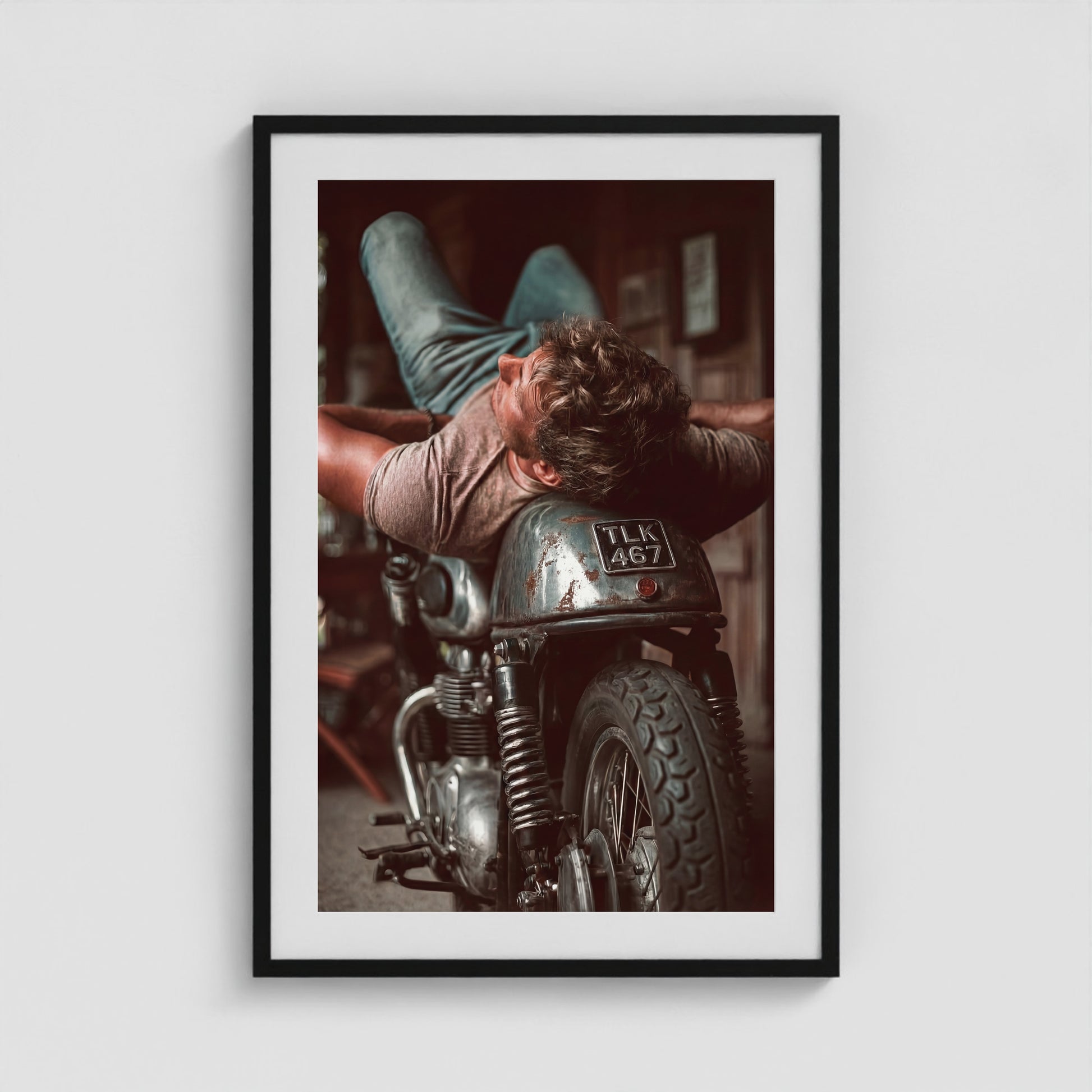 Motorbike 24x36 Black Portrait Box Frame