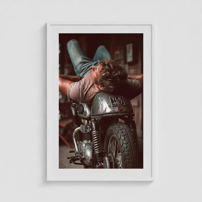 Motorbike 24x36 White Portrait Box Frame