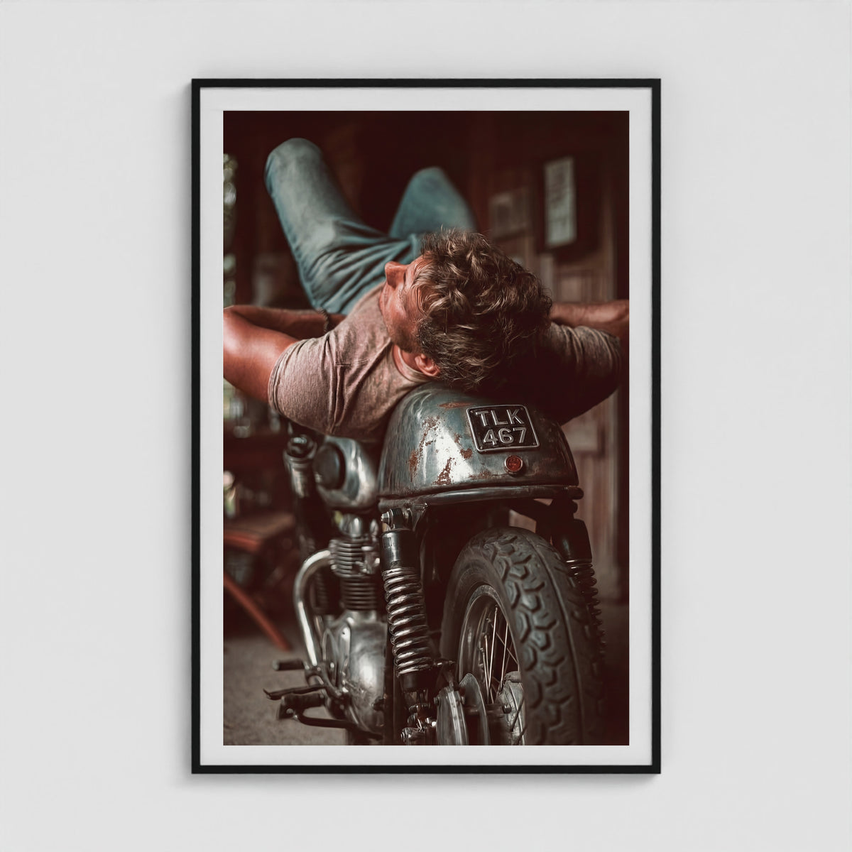 Motorbike 40x60 Black Portrait Box Frame