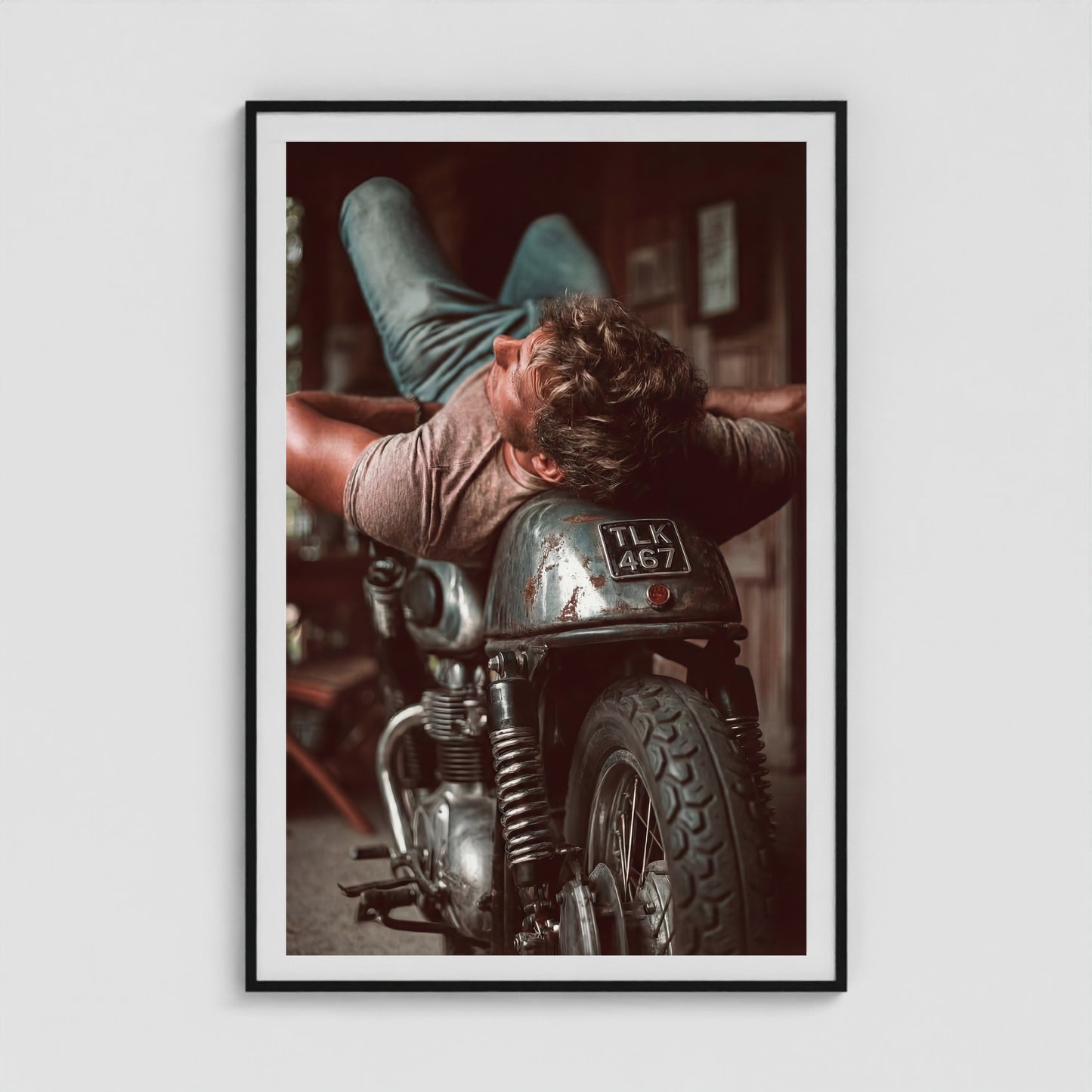 Motorbike 40x60 Black Portrait Box Frame