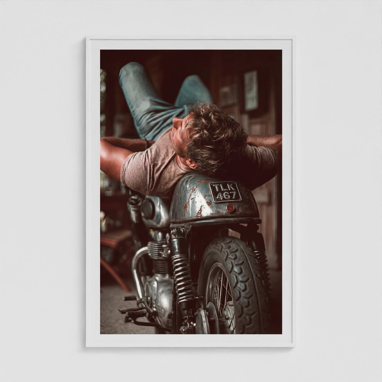 Motorbike 40x60 White Portrait Box Frame