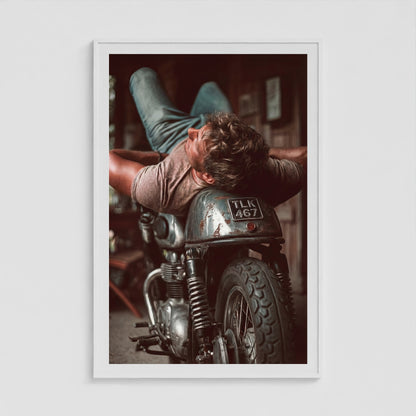Motorbike 40x60 White Portrait Box Frame
