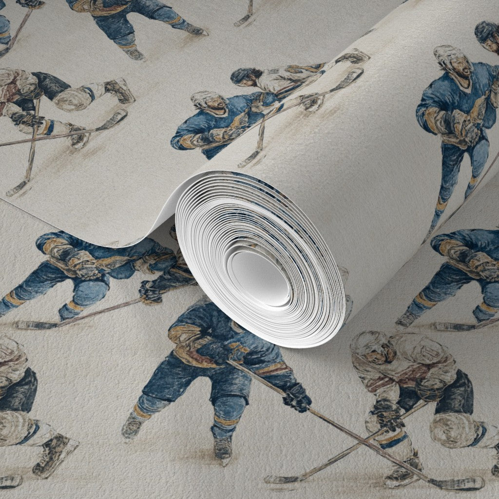Detailed texture shot of Rinkside Heritage wallpaper on matte-finish non-pasted traditional paper.