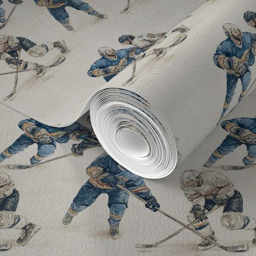 Detailed texture shot of Rinkside Heritage wallpaper on matte-finish non-pasted traditional paper.