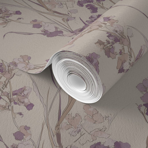 Non-pasted traditional Purple Statice wallpaper with a premium matte finish.