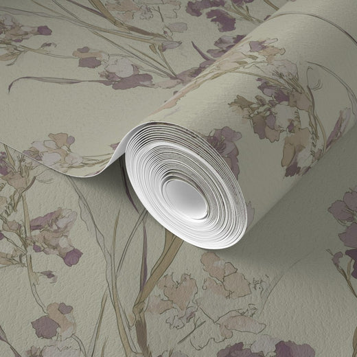 Canary yellow botanical watercolor wallpaper in a traditional non-pasted finish.