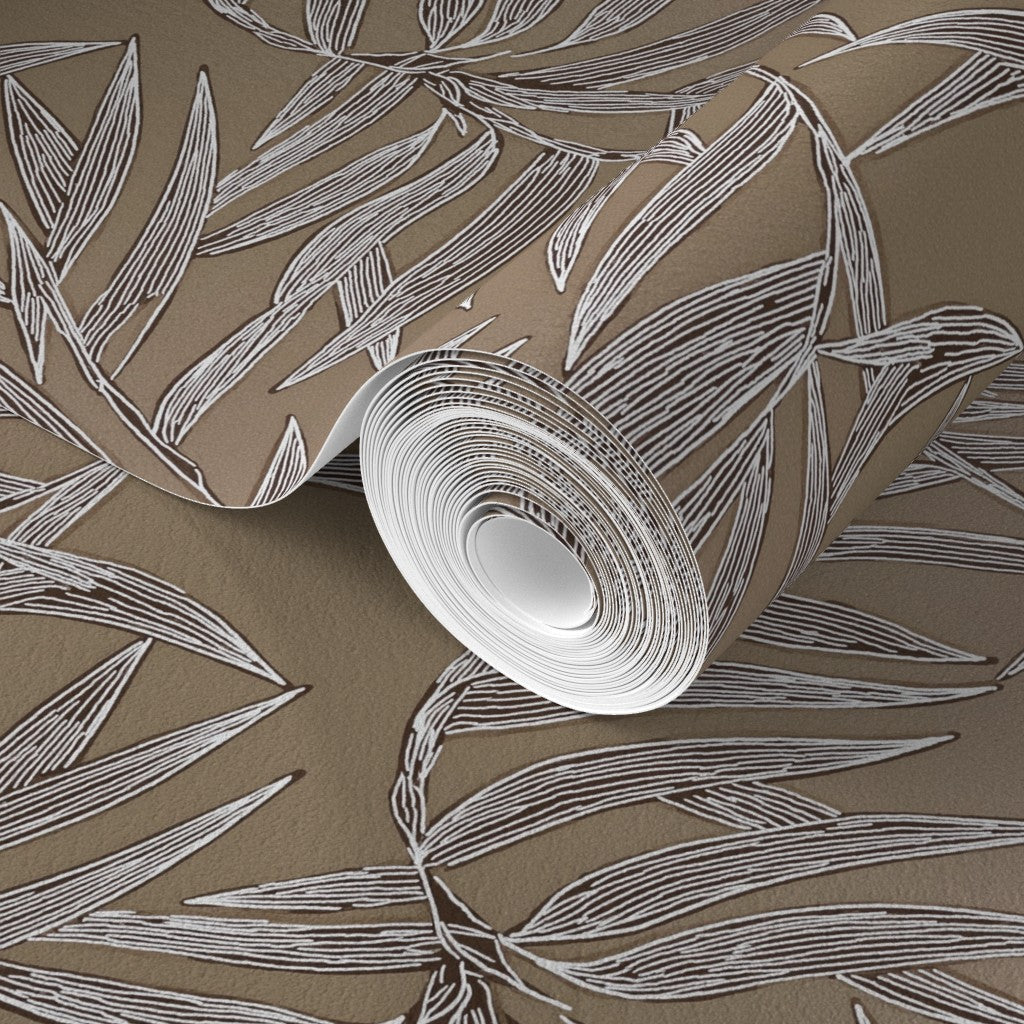 Non-pasted matte paper sample of the Dove grey bamboo wallpaper.