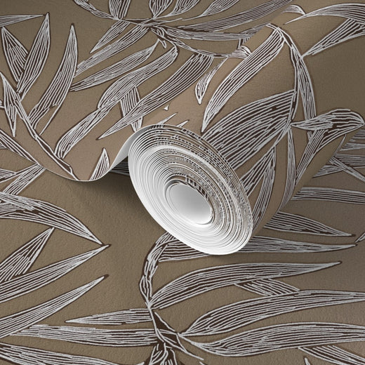 Non-pasted matte paper sample of the Dove grey bamboo wallpaper.