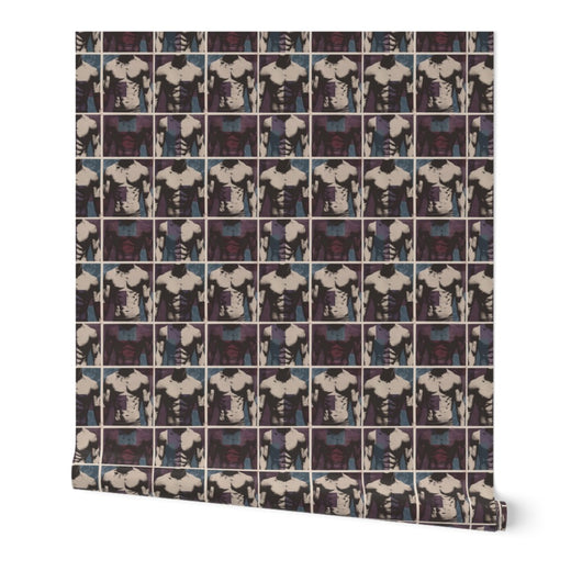 Detail of ModBod figurative modernist wallpaper in a matte finish, showing elegant organic line art of human forms.
