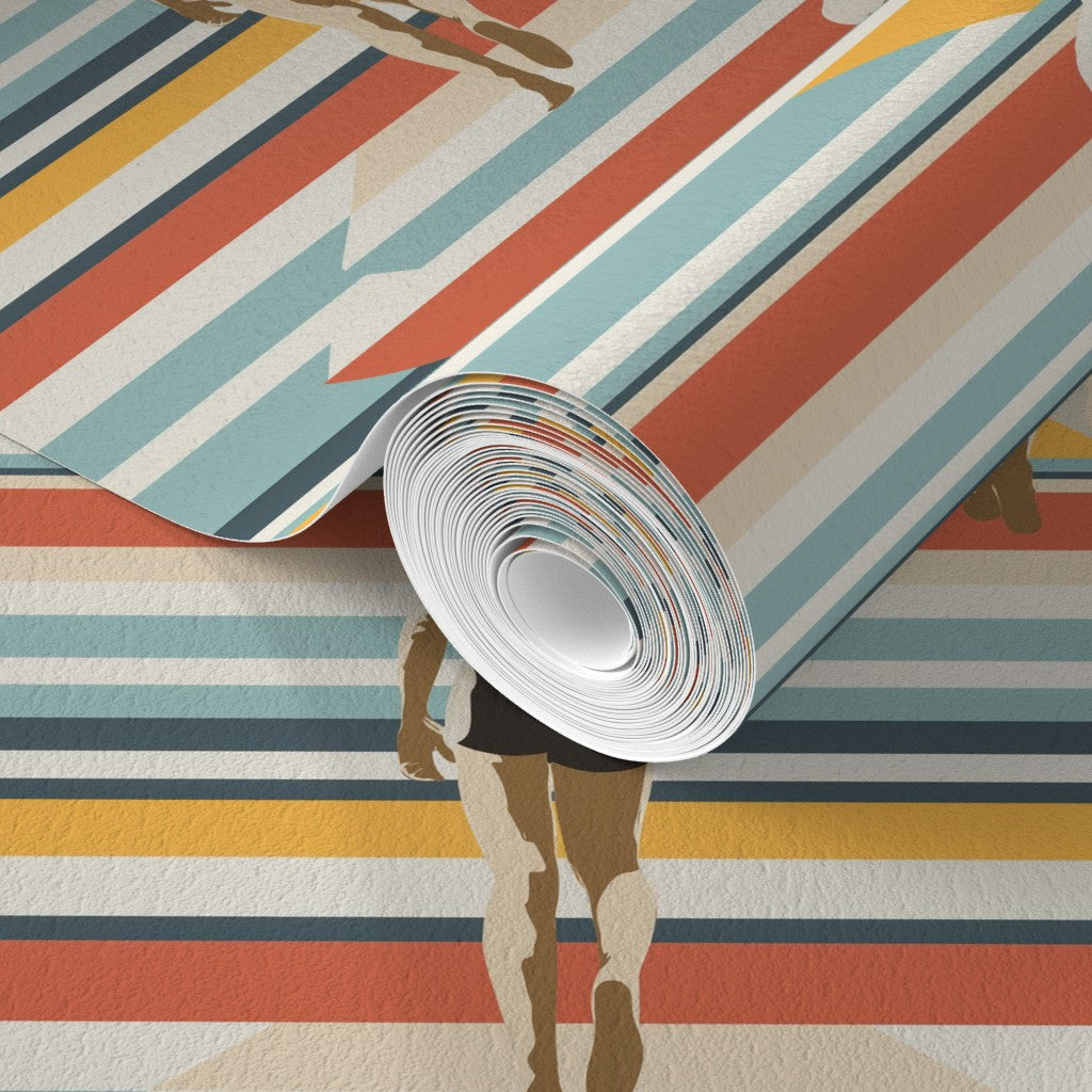 Detail of the high-precision matte finish on the non-pasted Strada del Sole wallpaper.