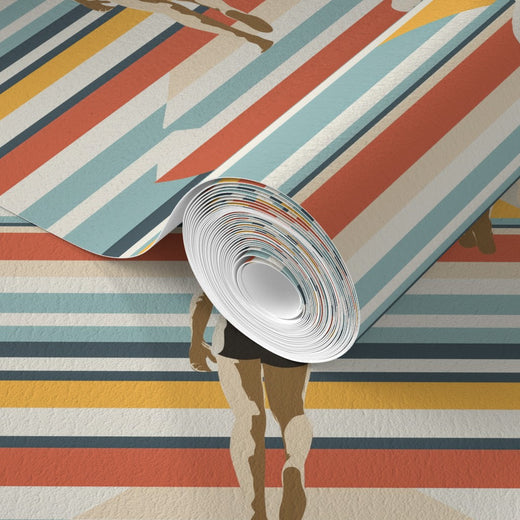 Detail of the high-precision matte finish on the non-pasted Strada del Sole wallpaper.