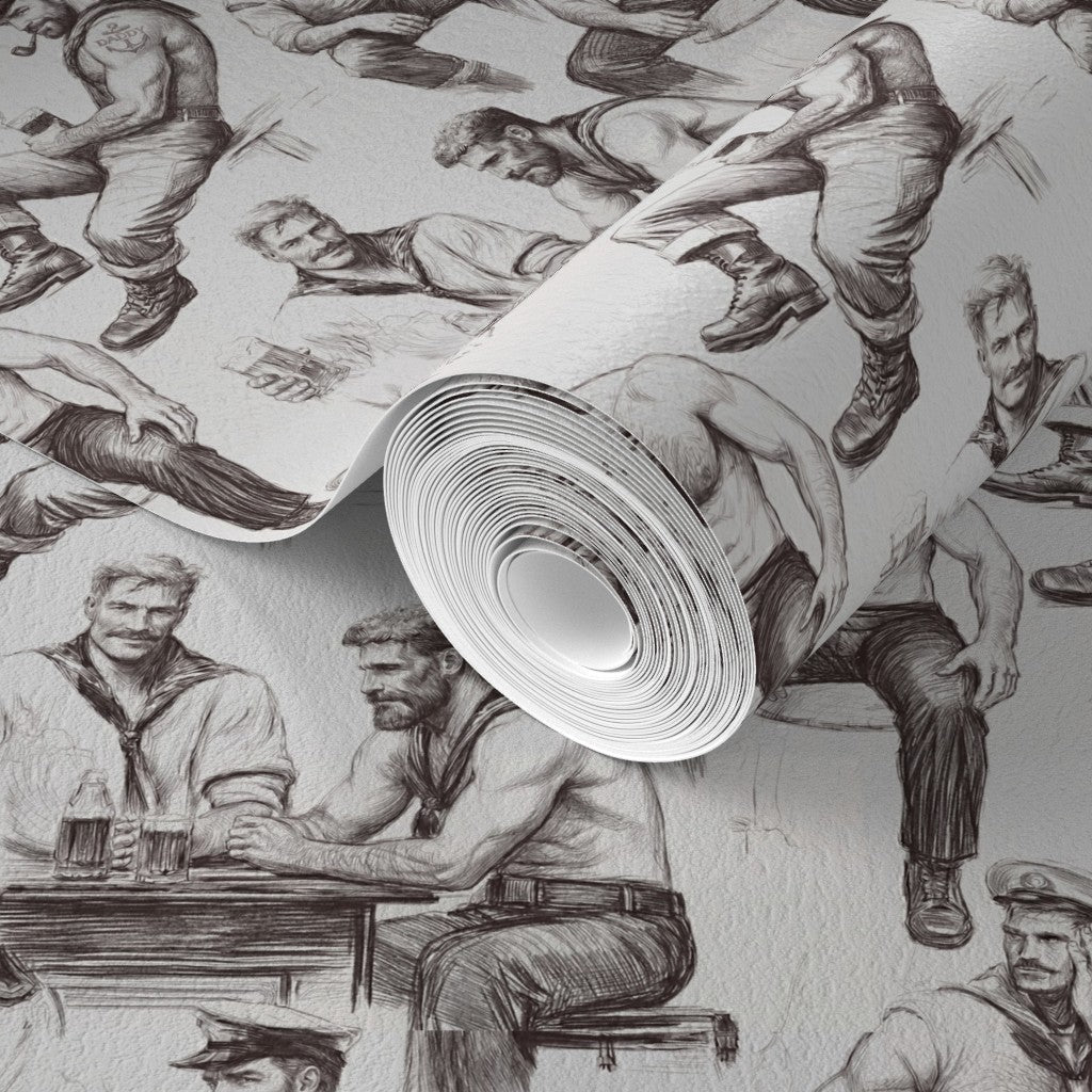 Traditional non-pasted wallpaper swatch displaying high-definition sailor print detail.