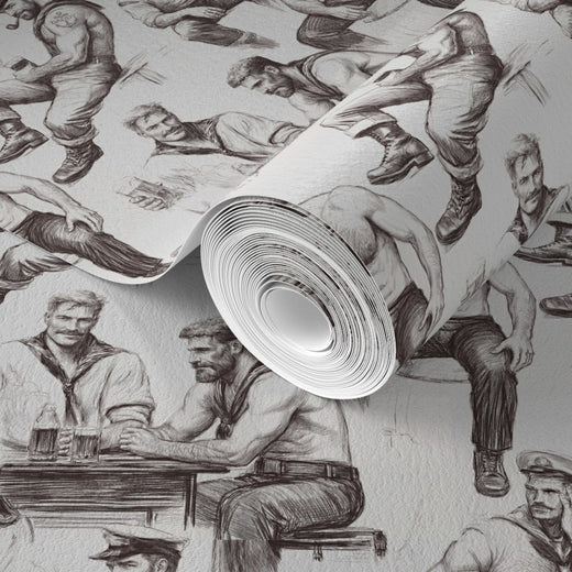 Traditional non-pasted wallpaper swatch displaying high-definition sailor print detail.