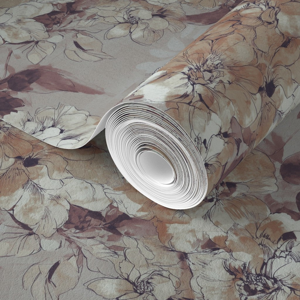 Close-up texture of premium matte non-pasted botanical wallpaper.