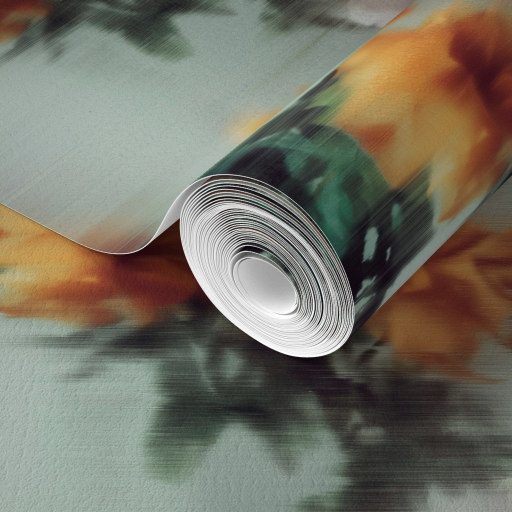 Alternate flat lay angle of Ethereal Rose Veil wallpaper in non-pasted matte, showing the soft-focus florals.