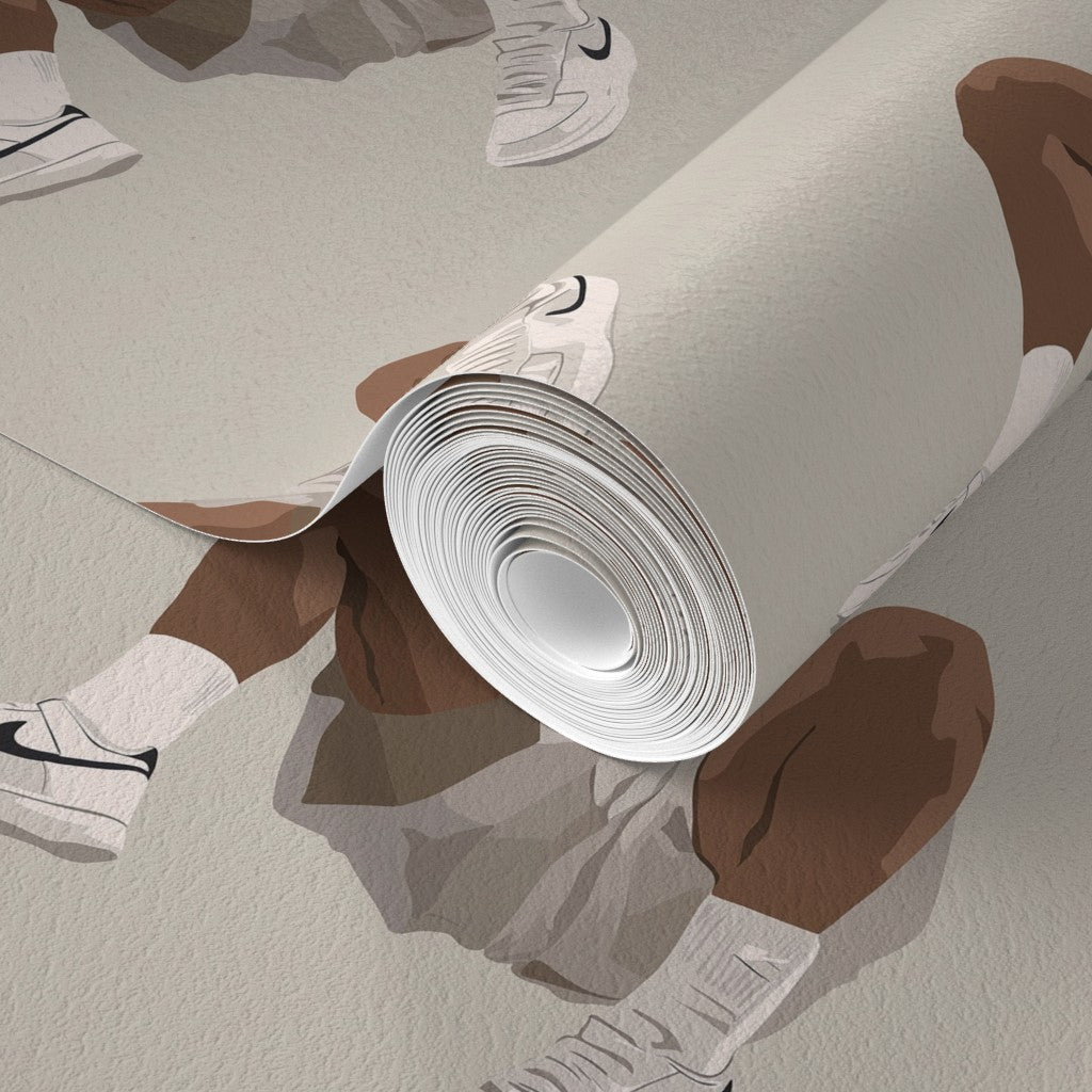 Detailed view of the textured non-pasted paper substrate featuring the minimalist White Kicks design.