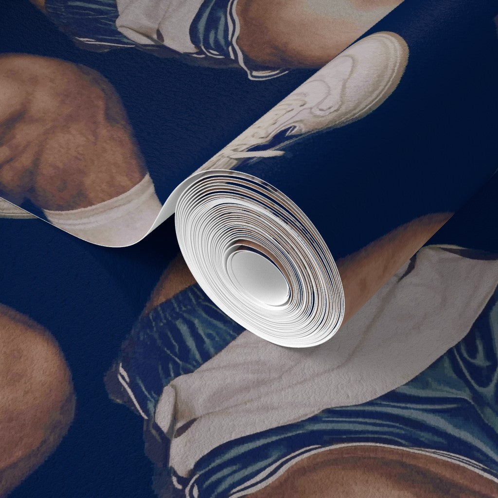 Detail view of the premium matte non-pasted wallpaper option with rich graphic figures.