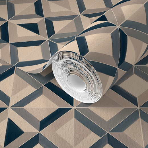 Close-up detail of Ponti non-pasted wallpaper in Ocean showing pattern precision