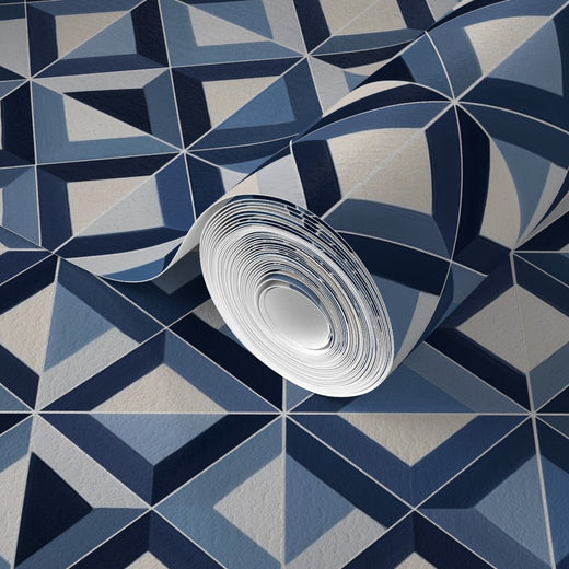 Close-up of Ponti Sand wallpaper showing clean geometric diamond forms